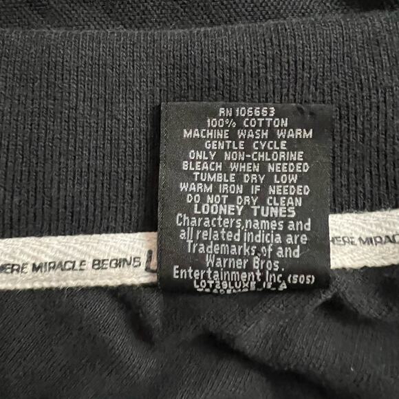 Vintage Lot 29 Polo Shirt Mens XXL Loone Tunes Tasmanian Devil Black - Picture 7 of 7